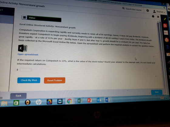 QBISBN-978130563597 58snapshotld 10247318tid-4114523358 Online Activity: Nonconstant growth Q Search this courseShantal Video