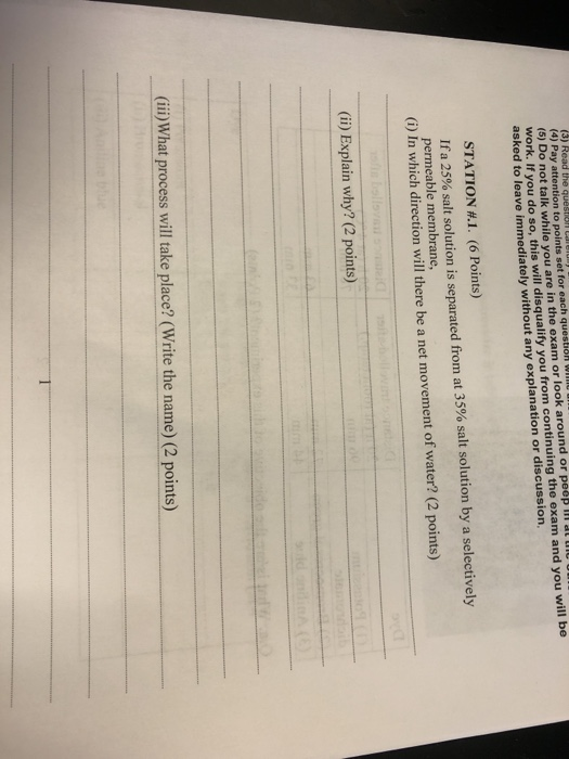(3) Read the question d u (4) Pay attention to points set for each question will (6) Do not talk while you are in the exam or