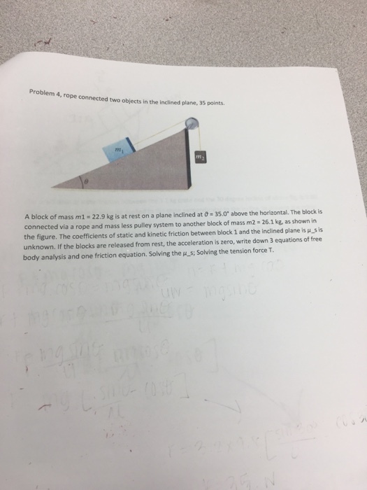 Rope connected two objects in the inclined plane,