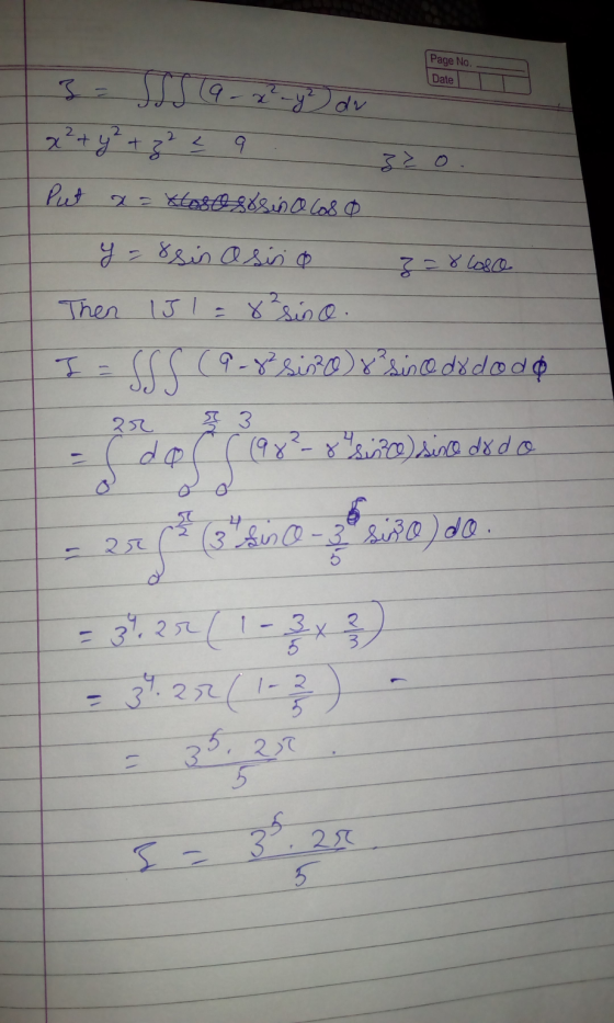 Page No. Date x² + y² + z 2 z 9. zo. Put x= xlosososin a los o y = 8 sin a sino 328 loso Then 151 = 8asino. I SSS (9-8° Sip0x