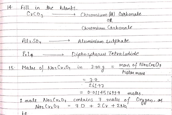 j4 fill in the Crco3 hlamks Chromium (1) Carbonate OR Chromium Cabonalr AlrSoy Aluminium Sulphate Diphosphanus Tetraiodide ma