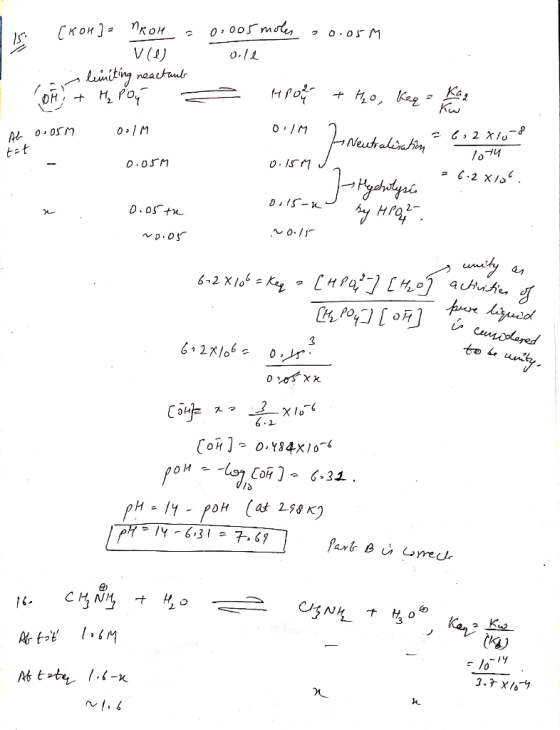 0.05m Skor ] ROH = Vill limiting reactants TORT+ H₂ pouť 0.005 moles Oile - tport + H₂o, keq - Kag Ab 0:05m DIM 6/ 11 Neutral