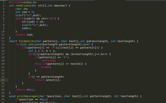 #include<stdio.h> int readline(char str[], int maxchar) { char ch; int ind = 0; scanf(%c,&ch); while(ind<40 && ch!=\n) {