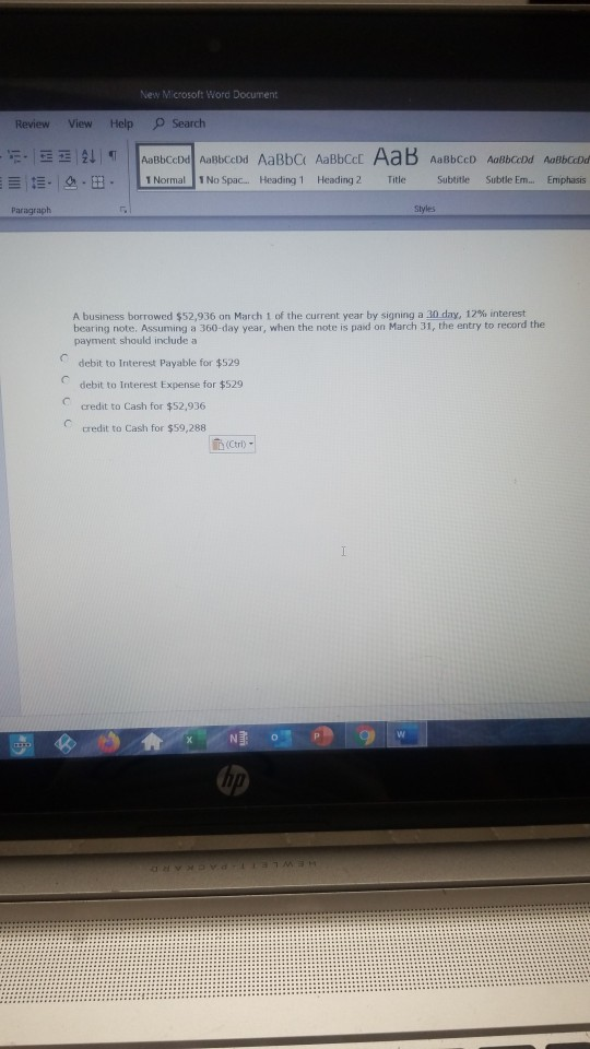 New Microsoft Word Document Review View Help Search - 21 AoBbccdd Aabbccbd AaBba AaBbc AaB Aabbcc Abod Abbcod 1 Normal 1 No S