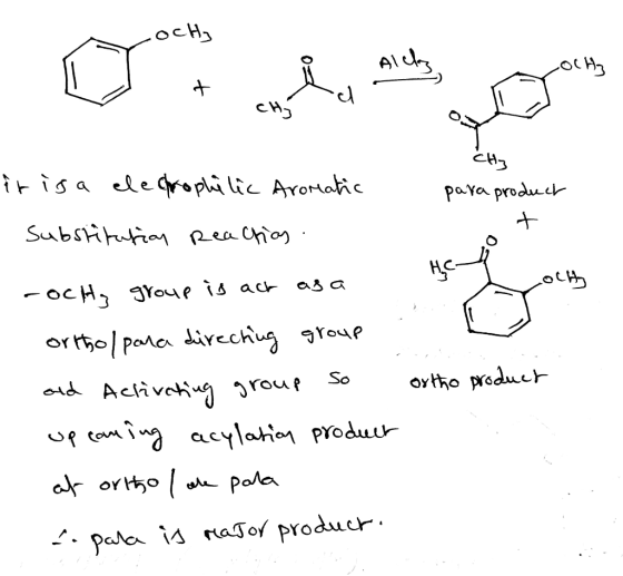ochy S nochz . x 0 CH3 irisa elecrophilic Aromatic para product . Substitution Reaction. -ochy group is act as a ortho/pala d