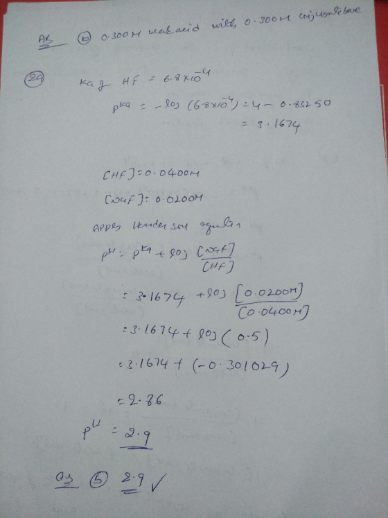 will 0.300M conjusale love AR 6 0.3004 wakaeid kag HF - 6.8x104 ka - – los (6.8x10) - 4 - 0.83250 = 3.1674 CHE] =0.0400M Cour