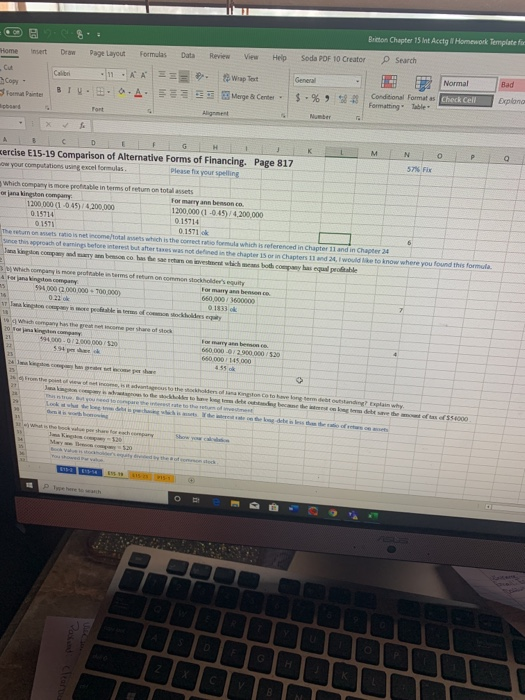Homenat Formulas Data Review ViewHelp DrawPage Layout Calibri 11A 0. Tort A - Breton Chapter 15 int Acetyl Homework Template