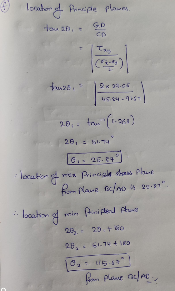(6 location of Principle planes tau 20 = GD Txy tanzo, 2x 29.06 45.84-91-67 20,3 ton (1-963 20 =51.74 0,= 25.87 location of m