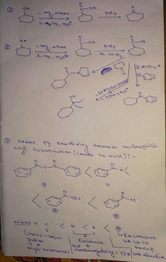 ether 2. 2, H3 thes pels 2. (oz, tzo or, so 10 Alel, a 0 1. Et my Br (excessy Kl. Ether, tot order of reactivity acy substitu