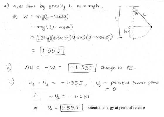 a) wot done 1.55 J 553 n E or 녔 11. 5 5 J potential energy at point of release