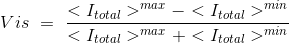Vis \ = \ \frac{<I_{total}>^{max} - <I_{total}>^{min}}{<I_{total}>^{max} + <I_{total}>^{min}}