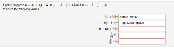 (1 point) Suppose u 41 + 4ง + k, u Compute the following values: -51-j + 4k and i--it j-5k ON ได้ .