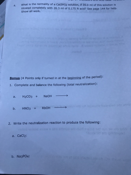 What is the normality of a Ca(OH)2 solution, if 35.0 ml of this solution is titrated completely with 26.3 ml of 0.175 N acid?
