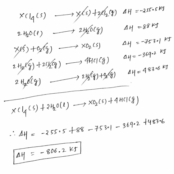 X(465) -xts)+2_169) AH --25805 kg 2 120ce) - 24horg) AH = 88 kJ X46) +extg) -+ X02 (5) A4 =-753.1 kJ 2 Helg) +2017/09) — 4H21
