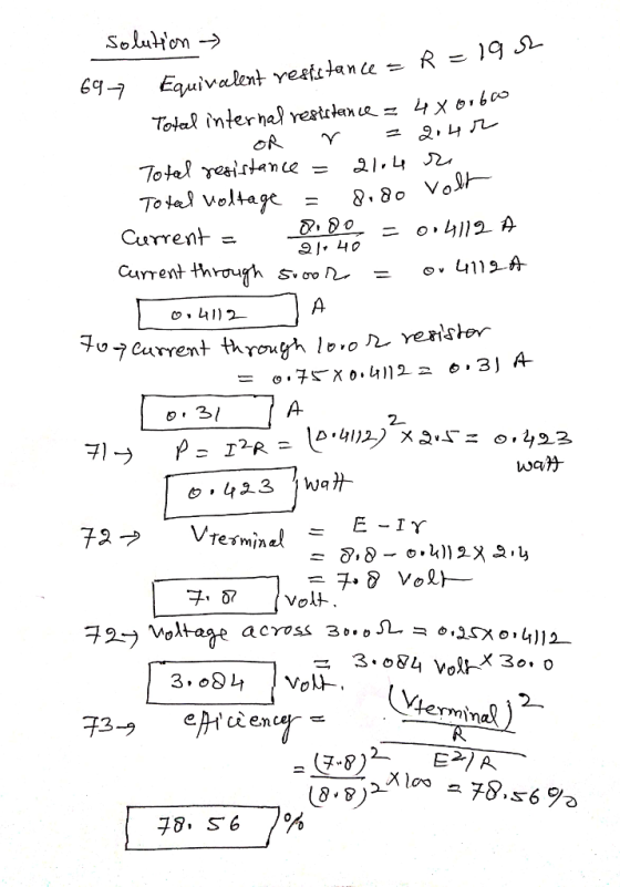 Total voltage = &Bow- Current through σ。n_ = Current through loo n venister 2 watt (Vie ermina (7-8)