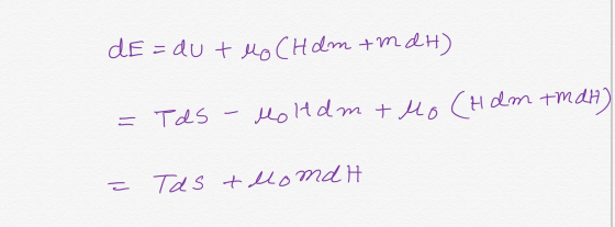 dE = du t lo CH dm +mdH) - Tds Molt dm + Mo (Hdm tmdH) = Tds tllomd H
