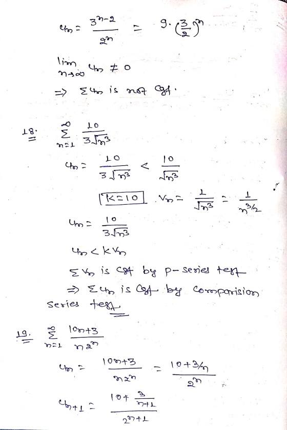 2. lim. ei no o to => Els is not af.. 18. mit (Rs10]. una 3153 p <kka Elois est by p-series tests Eum is est by composision s
