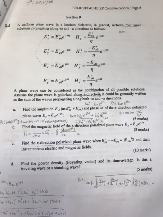 e0-0s0t jno EE4101/EE4101E RF Communications/ Page 5 Section B A uniform plane wave in a lossless dielectric, in general, inc