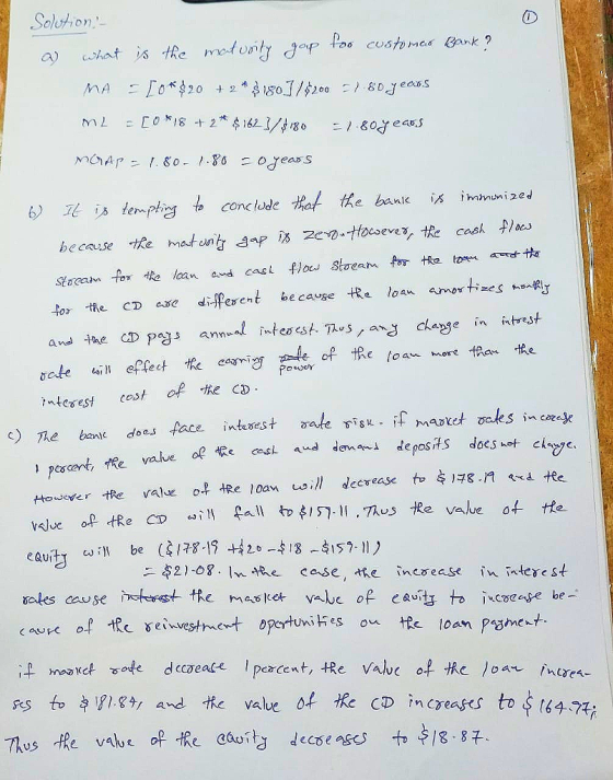 Solution b) Te i,8 ten-Ph영 to conclude teat the bank emph immenį led tor te Ce dilperent be cause tRe loau amortises l pascert, tee value oe弋Re cask and devoed deposits does hat chyc tto ever tRe valul o tRe 10am.,:// decrease tve)78./91xd tee kolue of tRe Cl .TAus iRe valve ot the ニ$2,-08. In e case, the increase in intere st s fo t and te valve ot e C in creaes to $(44.1