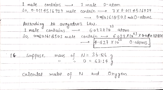 1 mole contains imale 0-atom 70.01145 169 29 0D161850 3 nale 0-atoms. So, 0.01145 I6 929 male contain avogadres Law contains