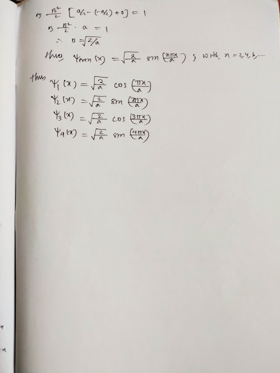 m uma en [4-(-x) +0] = 1 B B a=1 à B=2% thies, Yeven (a) = 3 sm nog with, n = 2,4,6,.. this y, (x) = cos(T) ¥2 (2) = a sm Y3
