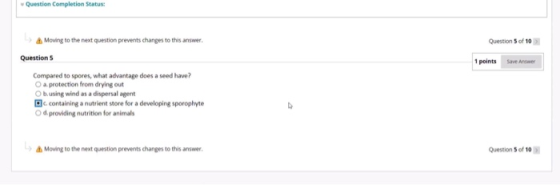 Question Completion Status: Questions of 10 1 points Save Answer Moving to the next question prevents changes to this answer