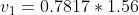 v_{1} =0.7817 *1.56