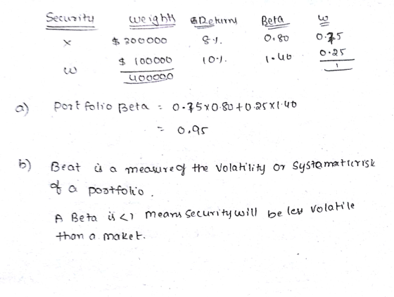 ,即 cs a A Beta s <> mear Security wil be lev Volahile on a maket.