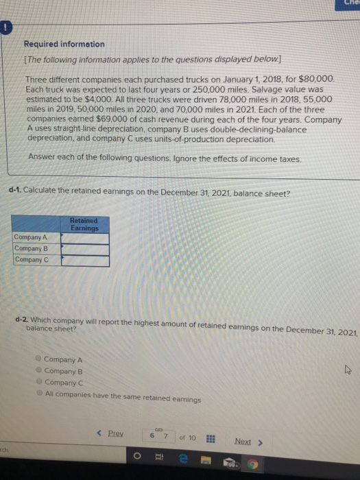 Che Required information [The following information applies to the questions displayed below.] Three different companies each