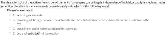 The characteristics of the active site microenvironment of an enzyme can be largely independent of individual catalytic mecha