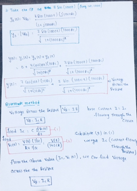 3. Take the tip of the Sin (1000) (regco. 1000] 4s (t): VR.: 1 fin (100) (01000R) (1+j1000RC) 19. kl: 1 in (root) troop 1+(10