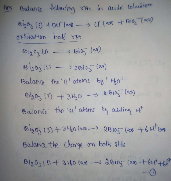 Ans Balante tallouing Yin aidi toludiom 0xidaton hald Y bi03 Bizy(8 Galane the oatoms by tho Bia (as) B2 03 () 30 Balanca th