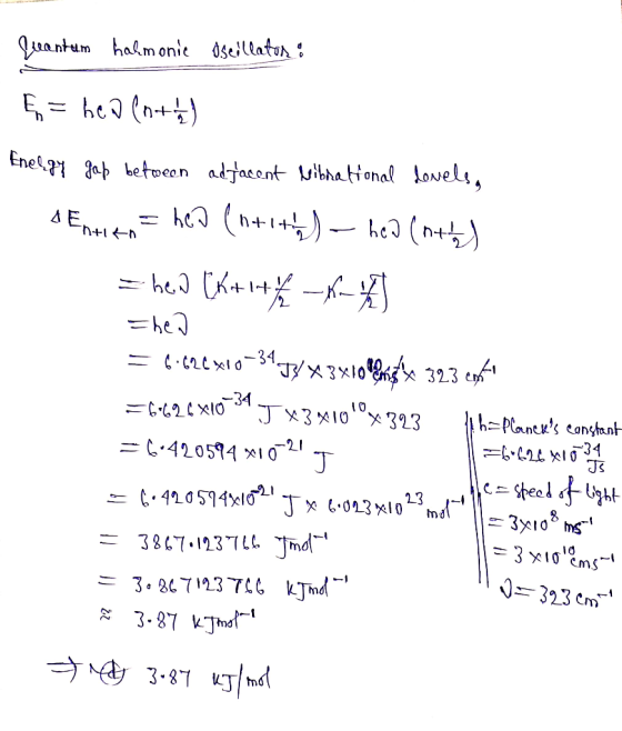 Puentum harmonie Oscillator! 5 = he? (n+1) Energy gap between adjacent librational levels, Entien= he] (n+1+) — he] (n+) =hew