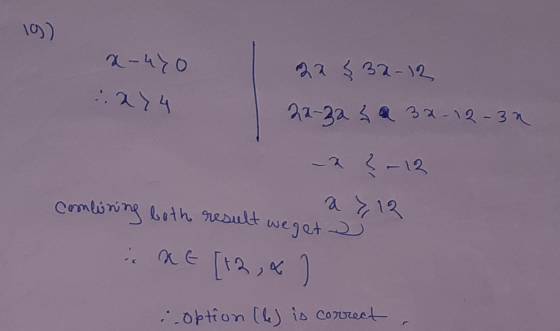 x-470 22 32-12 274 2a-za za 32-12-30 -a?-12 a 7,12 combining both result we get XE [+2,4 :.option (le) is correct