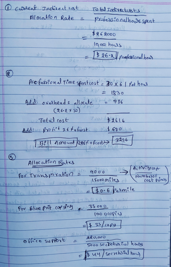 O current Indirect cost Allocation Rate Total Indirect costs professionalhours spent $262000 1000 hours 1$ 26-2] Prefestional