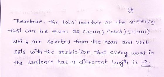 There bore, the total number of the serilence that can be form as Cnoun) Cverb) (noun) Which are selected from the houn and v