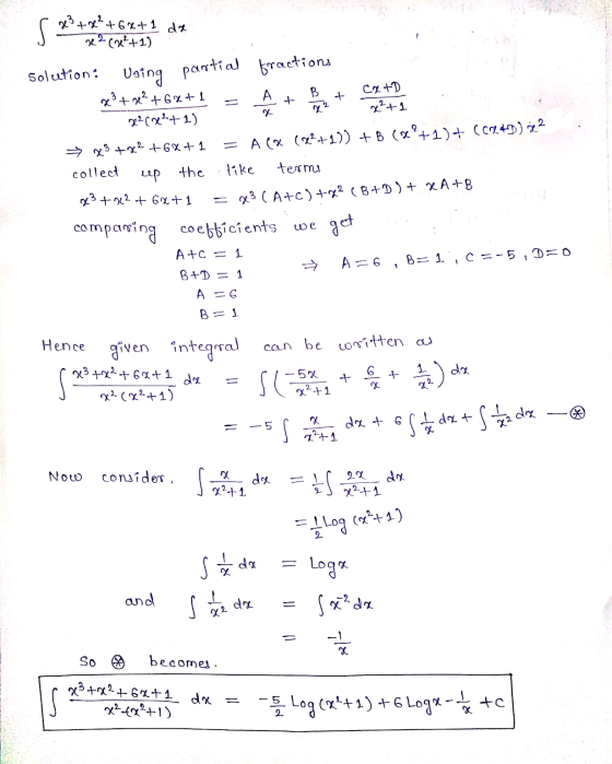 B x + + 22 ze 2 Coe+1) Solcetion : Using partial fractions +x^4G x + 1 A Су +7 ge? (84+1) x²+1 → 823 +82 +6X + 1 A (x (2+1))