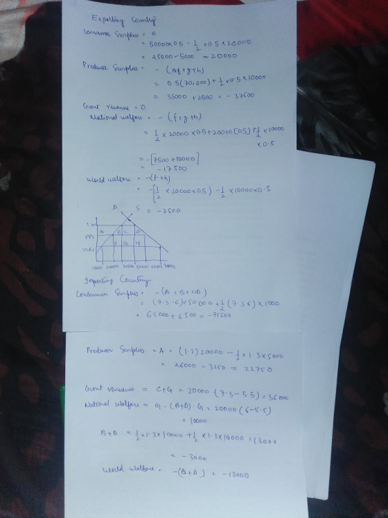 Exporting Country Consumer Surplus e - 500005 - X0520000 2 25000 - 5000 - 20000 Prodmer Surplus - (aft gth) - 0.570,000) + vo