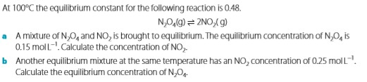 At 100°C the equilibrium constant for the following reaction is 0.48. N,0.9) = 2NO, (g) a A mixture of NO and No, is brought