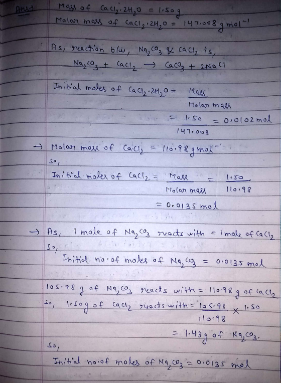 -1 Holan mars Molan mau lo.ga As mole of Na os eade with mole of C C2 Thi tid no, of mo.ees of Na,ca- 0,0135 m.人 0 Sa 110(98