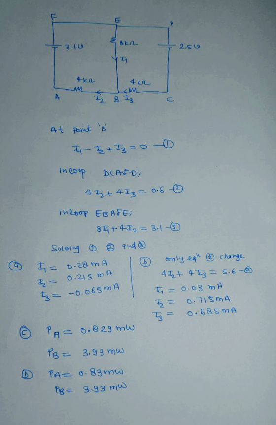 &K 4 kn 4 kn M cm Ą B E At Point B 1-T + Iz = 0 0 In coop DCAFD; 4 1 + 4 Iz= 0. 6② inloop EBAFE; 88+412= 3.1 ③ Solving and I=