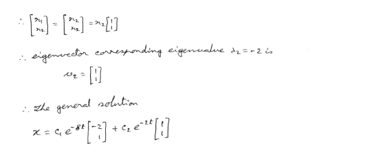 N N (1) eigenvector corresponding eigenualue dz=r2 is 01 the general solution <=6€*[*3] +60=4[!]