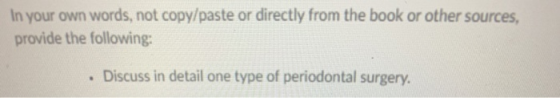 In your own words, not copy/paste or directly from the book or other sources, provide the following: • Discuss in detail one