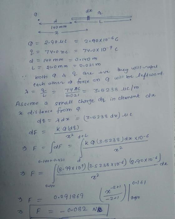 al 40 m ro R. 2 -7 y ° o γ) c = 7y.OX IO_ 9 С A=노-Tync = 3. 5 2 3 8.ue/m, Assume a small charge de in elememt d z is tants from g 00 21 n,2 d+レ 2 Ou o-1yotO, 02) | (8.99 x1o?) 13.5238 χ10-6) (2.90X10リ ola カ F = 0-1 6) -2+) 0e o.09 1369