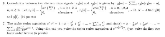 elsewhere elsewhere 6. Convolution between two discrete time signals, #1 [n] and 12[n] is given by: y[m] = $R=0[n] ru[m sin (