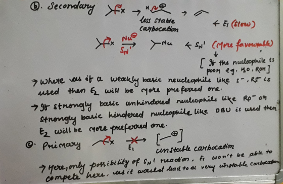 6. Secondary fx e less stable cambocation Y Nu o . & El (slow) & Sn (More favourable) Xx N [ 9 the nucliophile es where was