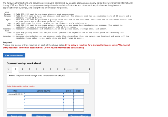 The following transactions and adjusting entries were completed by a paper-packaging company called Gravure Graphics Internat