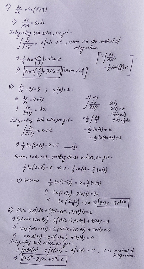 Now, 1 , 20(939) - hande Integrating both sides, we get- Tothom [date, whore cu pe cortant of integration, 13 tari (3) - TC 2