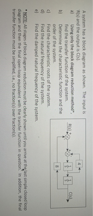 4 C(s) حرام | A system has a block diagram as shown. The input is R(s) and the output is C(s). a) Using only the block diagr