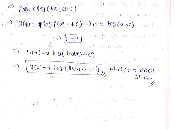 Inty= x 0 (05 (4)+c) = 4:09 (0:) -). 9(*): plog ( 00g) +C) =): 0 :-) ICS! :-) Y (X) = x log (log(68) +.c) =) Y(x) = x log (lo